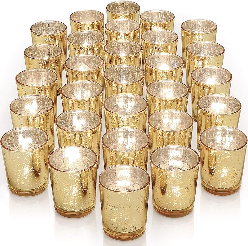 Mercury Gold Votive Candle Holders, Set of 36
