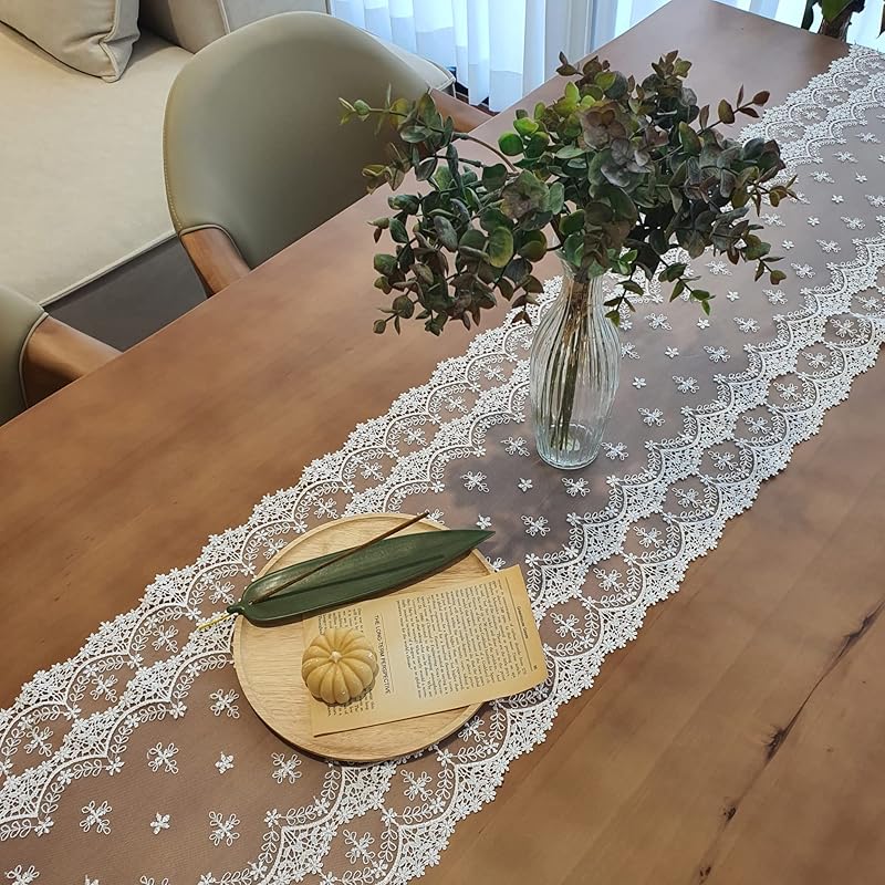 Inicia Embroidered Lace Table Runner 12 × 70 Inch