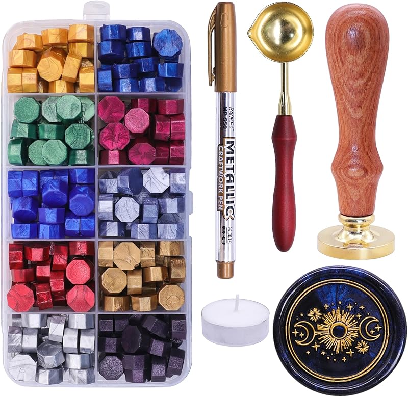 SWANGSA Sun and Moon Wax Seal Stamp Kit, 200pcs Beads