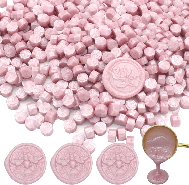 600pcs Pearl Pink Wax Seal Beads, Premium Sealing Set